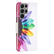 For Samsung Galaxy S25 Ultra 5G Colored Drawing Pattern Leather Phone Case(Sun Flower)