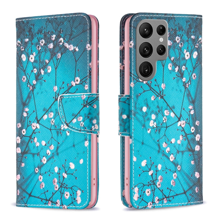 For Samsung Galaxy S25 Ultra 5G Colored Drawing Pattern Leather Phone Case(Plum Blossom)