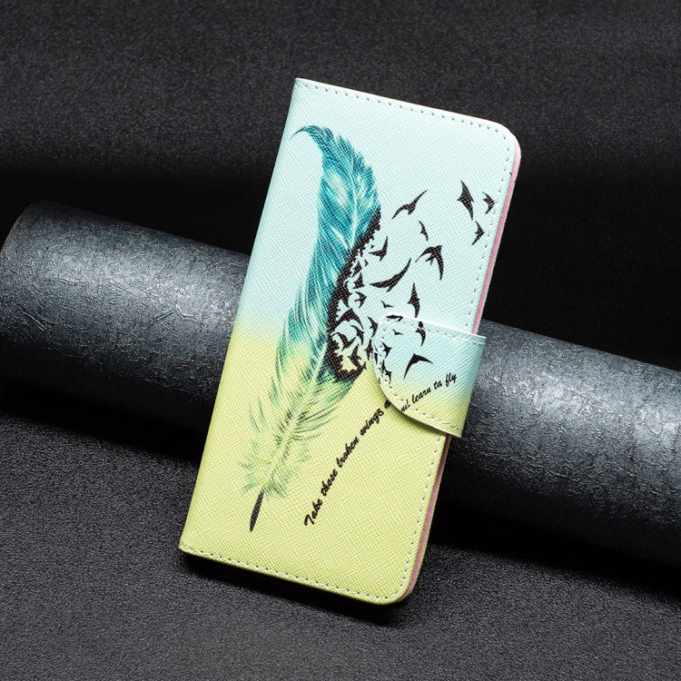 For Samsung Galaxy S25 Ultra 5G Colored Drawing Pattern Leather Phone Case(Feather)