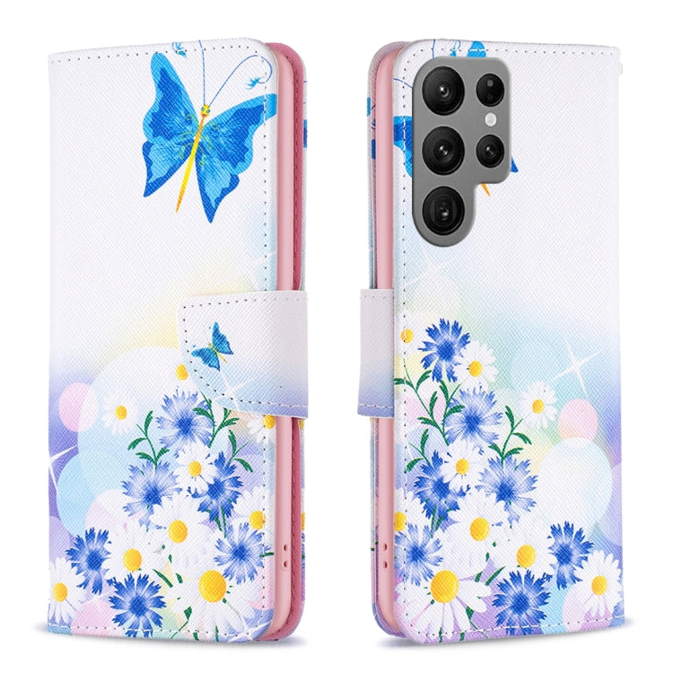 For Samsung Galaxy S25 Ultra 5G Colored Drawing Pattern Leather Phone Case(Butterfly Love)