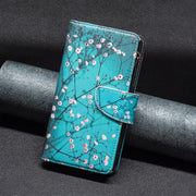 For Samsung Galaxy S25 5G Colored Drawing Pattern Zipper Leather Phone Case(Plum Blossom)