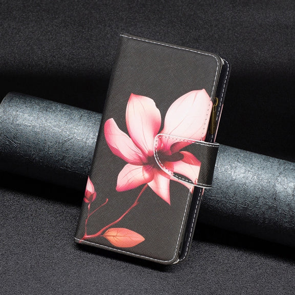 For Samsung Galaxy S25 5G Colored Drawing Pattern Zipper Leather Phone Case(Lotus)