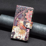 For Samsung Galaxy S25+ 5G Colored Drawing Pattern Zipper Leather Phone Case(Flower Elephant)