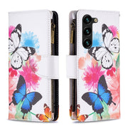 For Samsung Galaxy S25+ 5G Colored Drawing Pattern Zipper Leather Phone Case(Two Butterflies)