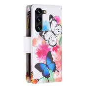 For Samsung Galaxy S25+ 5G Colored Drawing Pattern Zipper Leather Phone Case(Two Butterflies)