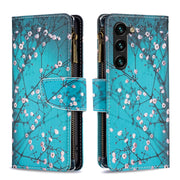 For Samsung Galaxy S25+ 5G Colored Drawing Pattern Zipper Leather Phone Case(Plum Blossom)