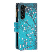 For Samsung Galaxy S25+ 5G Colored Drawing Pattern Zipper Leather Phone Case(Plum Blossom)