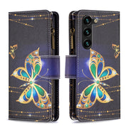 For Samsung Galaxy S25+ 5G Colored Drawing Pattern Zipper Leather Phone Case(Big Butterfly)