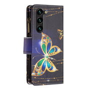 For Samsung Galaxy S25+ 5G Colored Drawing Pattern Zipper Leather Phone Case(Big Butterfly)