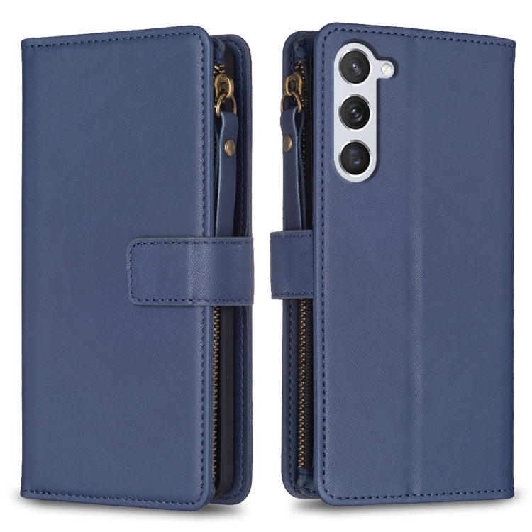 For Samsung Galaxy S25 5G 9 Card Slots Zipper Wallet Leather Flip Phone Case(Blue)
