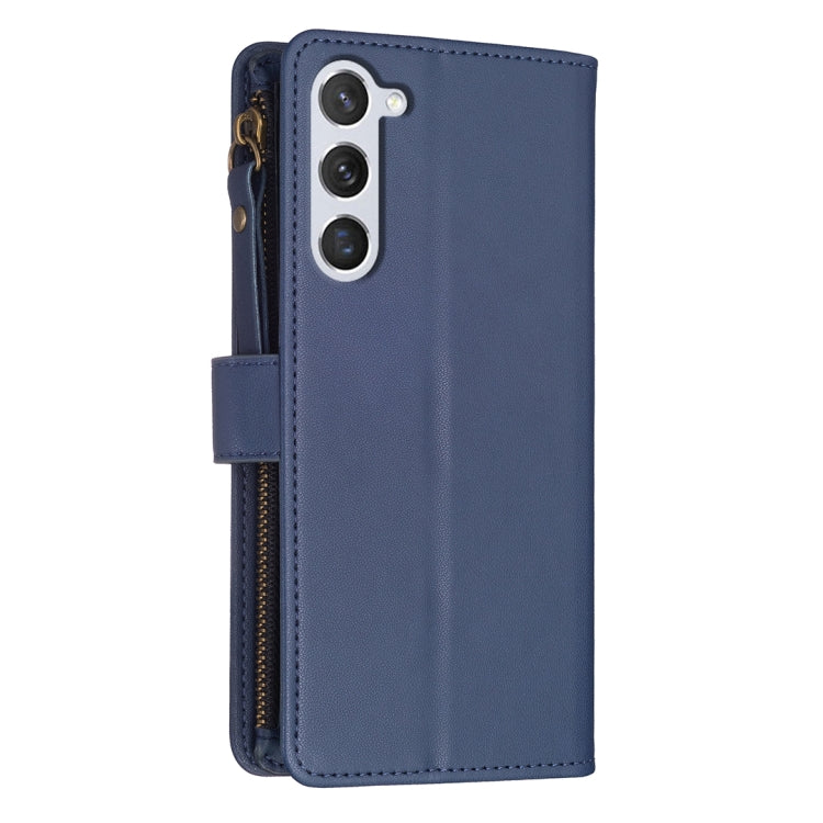 For Samsung Galaxy S25 5G 9 Card Slots Zipper Wallet Leather Flip Phone Case(Blue)
