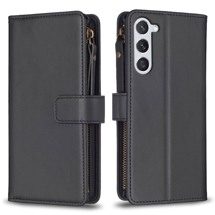For Samsung Galaxy S25 5G 9 Card Slots Zipper Wallet Leather Flip Phone Case(Black)