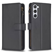 For Samsung Galaxy S25 5G 9 Card Slots Zipper Wallet Leather Flip Phone Case(Black)