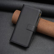 For Samsung Galaxy S25 5G 9 Card Slots Zipper Wallet Leather Flip Phone Case(Black)