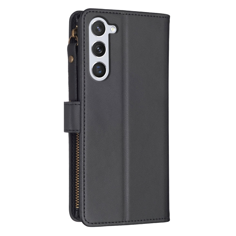 For Samsung Galaxy S25 5G 9 Card Slots Zipper Wallet Leather Flip Phone Case(Black)