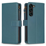 For Samsung Galaxy S25+ 5G 9 Card Slots Zipper Wallet Leather Flip Phone Case(Green)