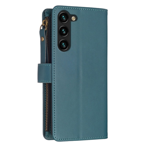 For Samsung Galaxy S25+ 5G 9 Card Slots Zipper Wallet Leather Flip Phone Case(Green)