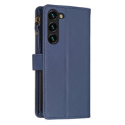 For Samsung Galaxy S25+ 5G 9 Card Slots Zipper Wallet Leather Flip Phone Case(Blue)