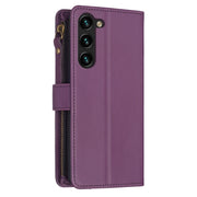 For Samsung Galaxy S25+ 5G 9 Card Slots Zipper Wallet Leather Flip Phone Case(Dark Purple)