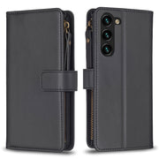 For Samsung Galaxy S25+ 5G 9 Card Slots Zipper Wallet Leather Flip Phone Case(Black)