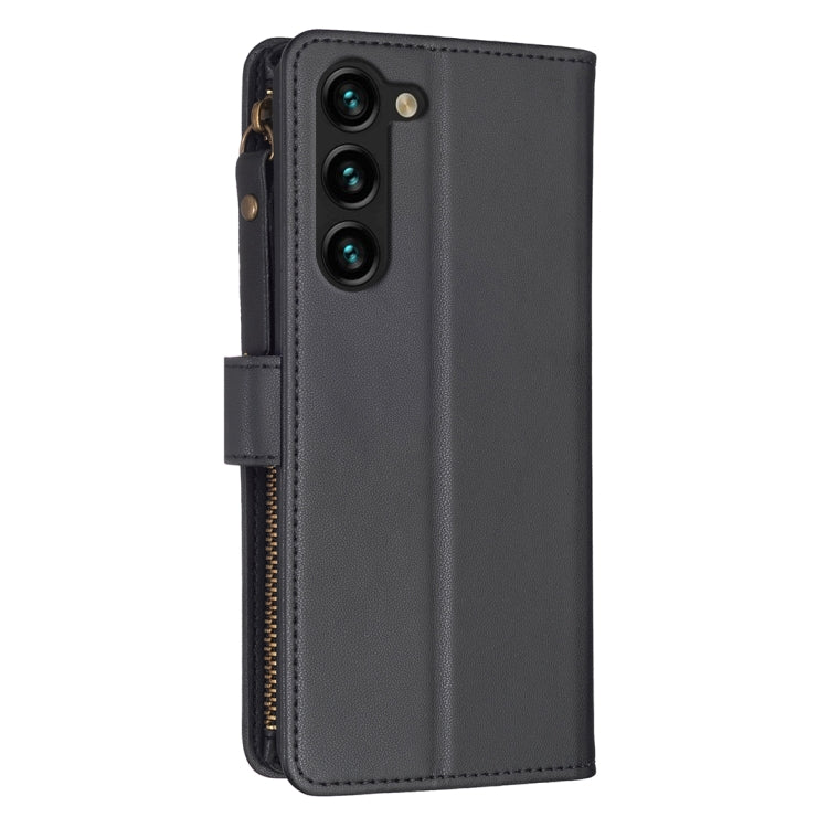 For Samsung Galaxy S25+ 5G 9 Card Slots Zipper Wallet Leather Flip Phone Case(Black)