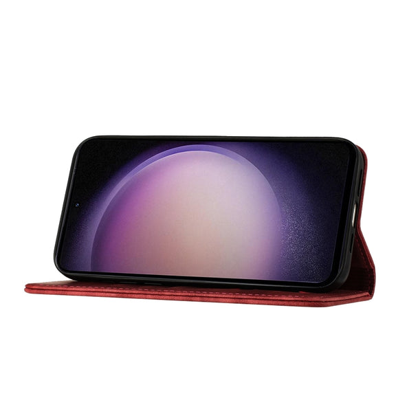 For Samsung Galaxy S25 5G Butterfly Cat Embossing Flip Leather Phone Case(Red)