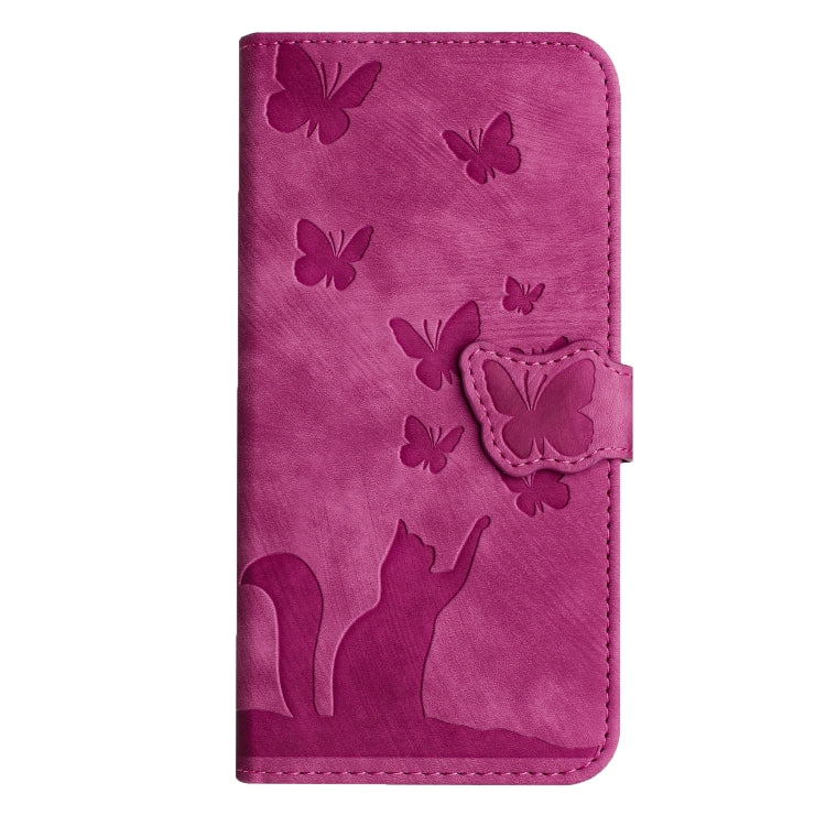 For Samsung Galaxy S25 5G Butterfly Cat Embossing Flip Leather Phone Case(Pink)