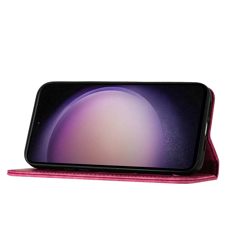 For Samsung Galaxy S25 5G Butterfly Cat Embossing Flip Leather Phone Case(Pink)
