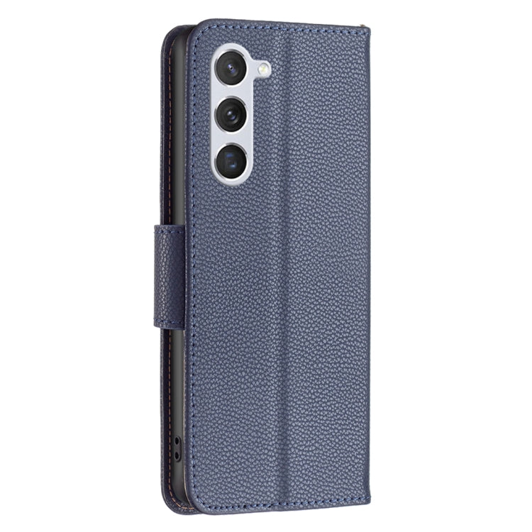 For Samsung Galaxy S25 5G Litchi Texture Pure Color Flip Leather Phone Case(Blue)