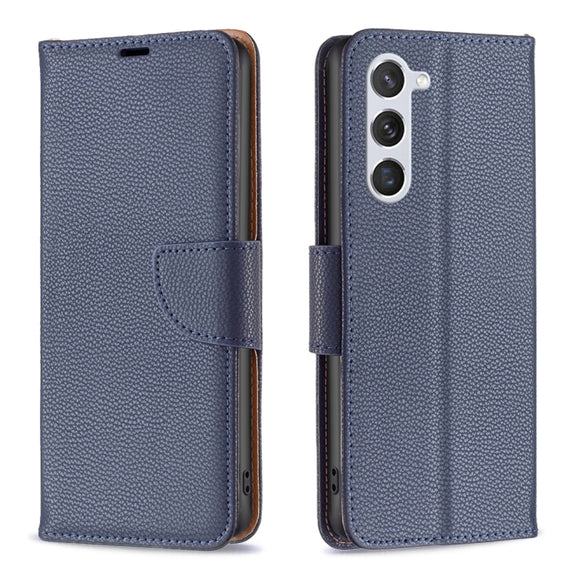 For Samsung Galaxy S25 5G Litchi Texture Pure Color Flip Leather Phone Case(Blue)