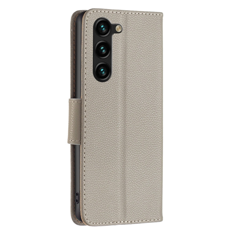For Samsung Galaxy S25+ 5G Litchi Texture Pure Color Flip Leather Phone Case(Grey)