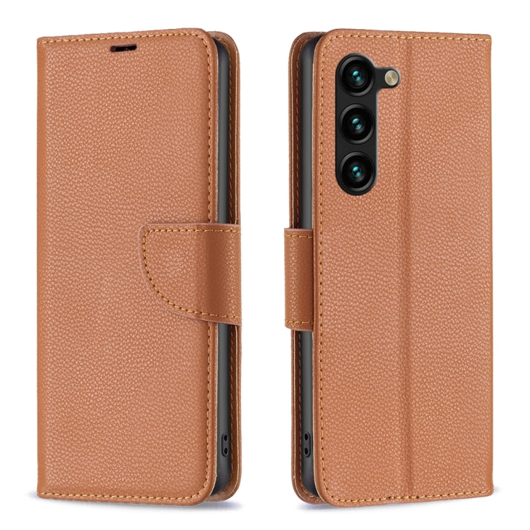 For Samsung Galaxy S25+ 5G Litchi Texture Pure Color Flip Leather Phone Case(Brown)