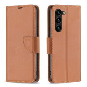 For Samsung Galaxy S25+ 5G Litchi Texture Pure Color Flip Leather Phone Case(Brown)