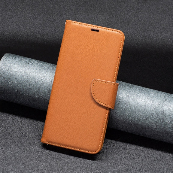 For Samsung Galaxy S25+ 5G Litchi Texture Pure Color Flip Leather Phone Case(Brown)