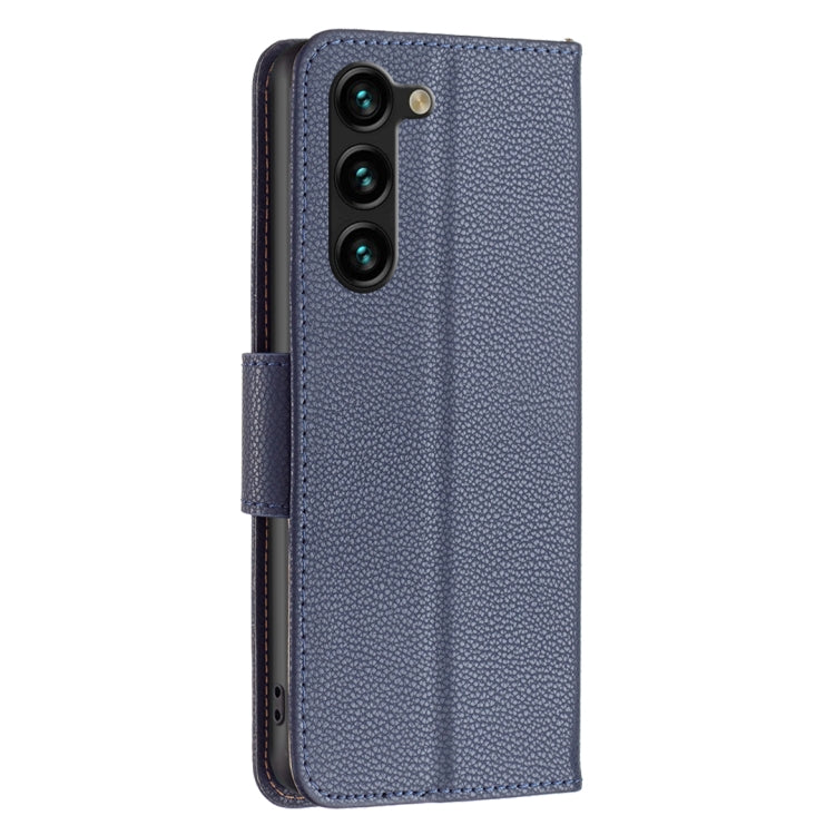 For Samsung Galaxy S25+ 5G Litchi Texture Pure Color Flip Leather Phone Case(Blue)