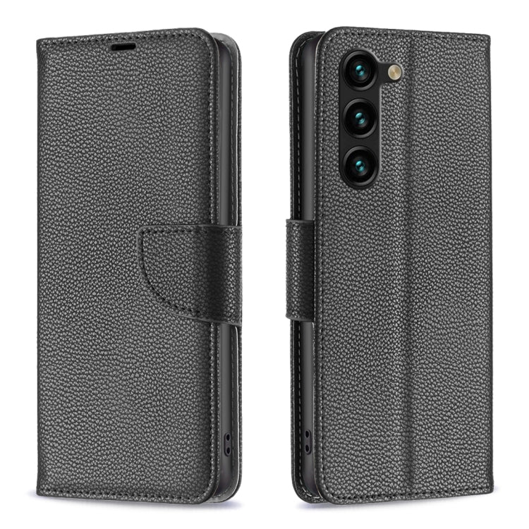 For Samsung Galaxy S25+ 5G Litchi Texture Pure Color Flip Leather Phone Case(Black)