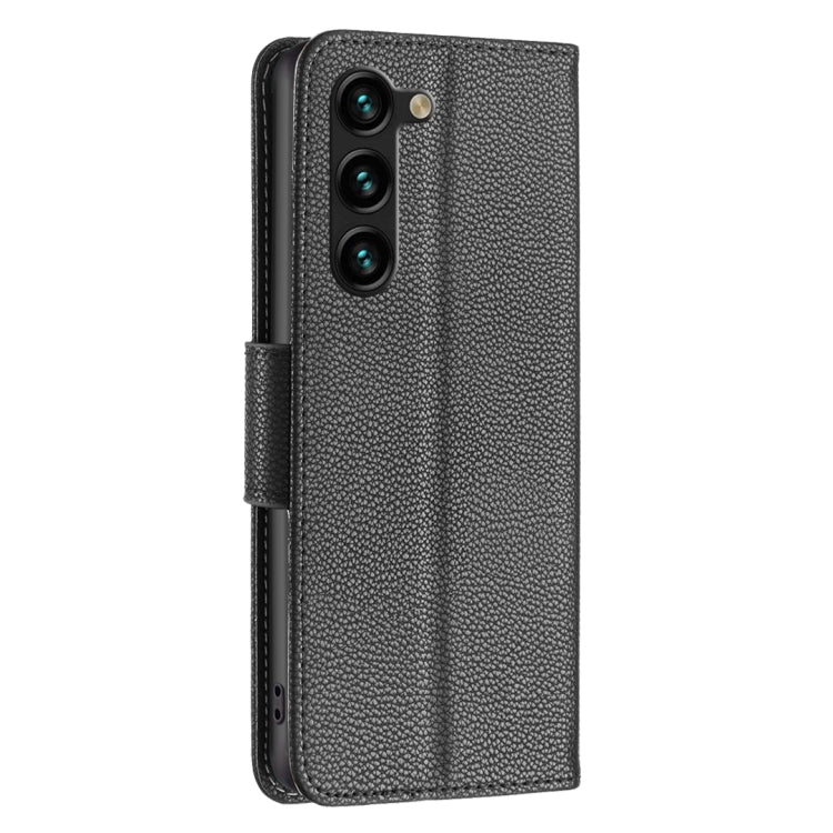 For Samsung Galaxy S25+ 5G Litchi Texture Pure Color Flip Leather Phone Case(Black)
