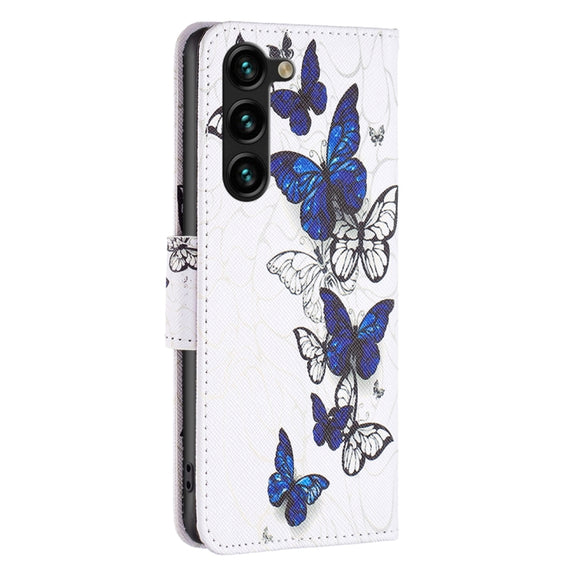 For Samsung Galaxy S25+ 5G Colored Drawing Pattern Leather Phone Case(Butterflies)