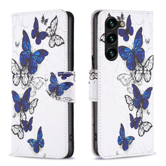 For Samsung Galaxy S25+ 5G Colored Drawing Pattern Leather Phone Case(Butterflies)
