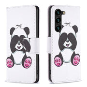 For Samsung Galaxy S25+ 5G Colored Drawing Pattern Leather Phone Case(Panda)