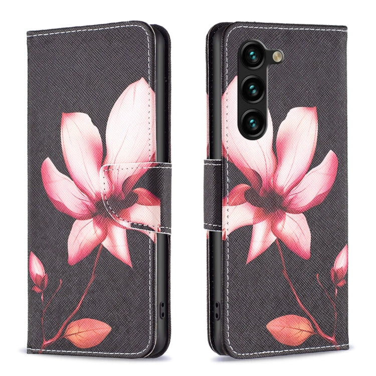For Samsung Galaxy S25+ 5G Colored Drawing Pattern Leather Phone Case(Lotus)