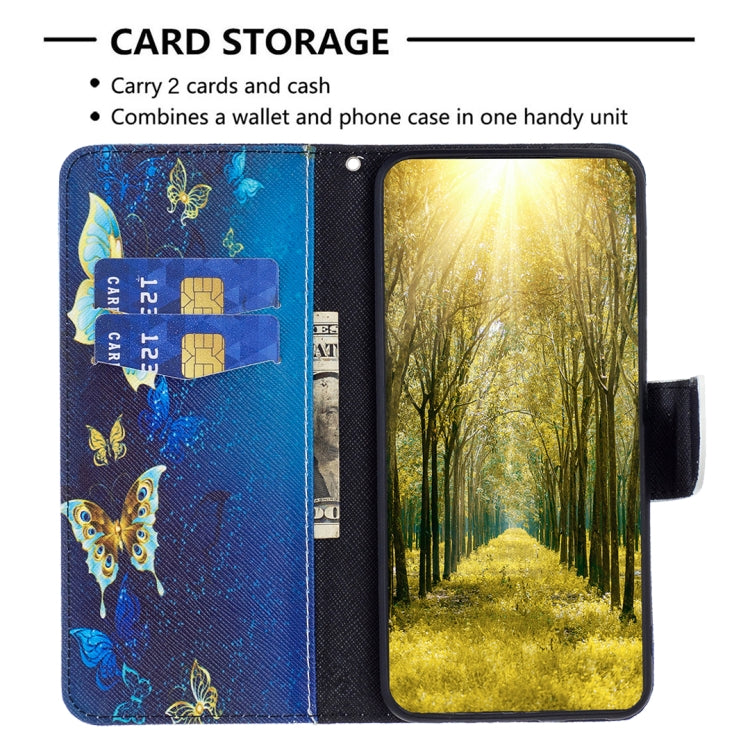 For Samsung Galaxy S25+ 5G Colored Drawing Pattern Leather Phone Case(Gold Butterfly)