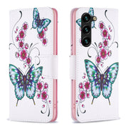 For Samsung Galaxy S25+ 5G Colored Drawing Pattern Leather Phone Case(Flowers Butterfly)