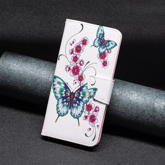 For Samsung Galaxy S25+ 5G Colored Drawing Pattern Leather Phone Case(Flowers Butterfly)