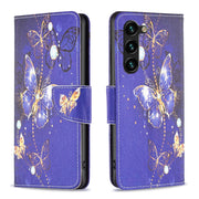 For Samsung Galaxy S25+ 5G Colored Drawing Pattern Leather Phone Case(Purple Butterfly)