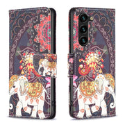 For Samsung Galaxy S25+ 5G Colored Drawing Pattern Leather Phone Case(Flowers Elephant)