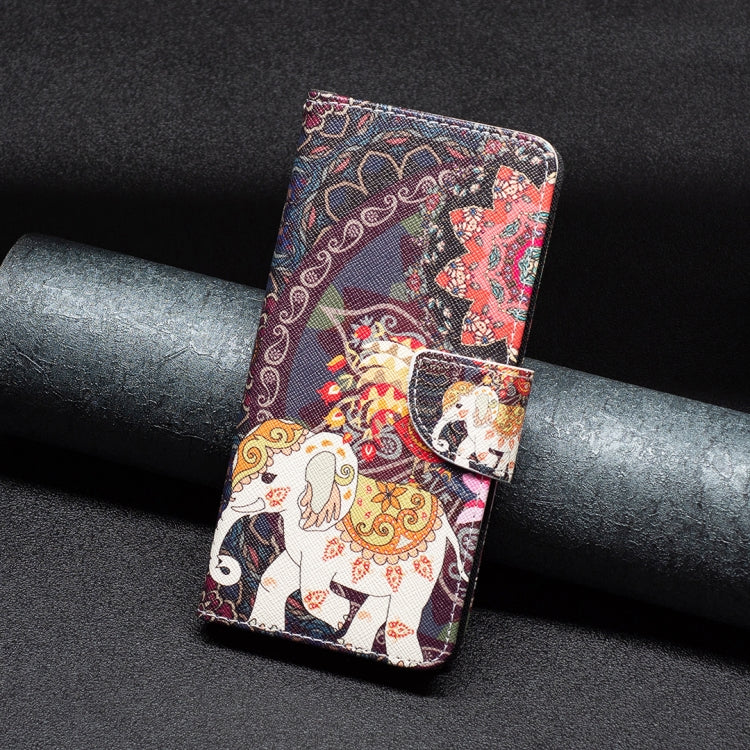 For Samsung Galaxy S25+ 5G Colored Drawing Pattern Leather Phone Case(Flowers Elephant)