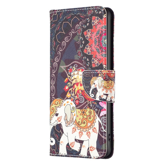 For Samsung Galaxy S25+ 5G Colored Drawing Pattern Leather Phone Case(Flowers Elephant)