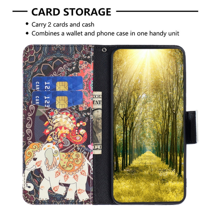 For Samsung Galaxy S25+ 5G Colored Drawing Pattern Leather Phone Case(Flowers Elephant)