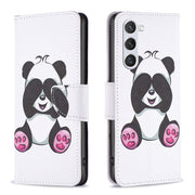 For Samsung Galaxy S25 5G Colored Drawing Pattern Leather Phone Case(Panda)